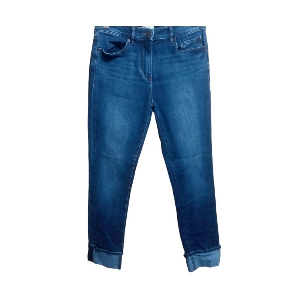 LOFT OUTLET High Rise Straight Cuffed Denim Jeans
